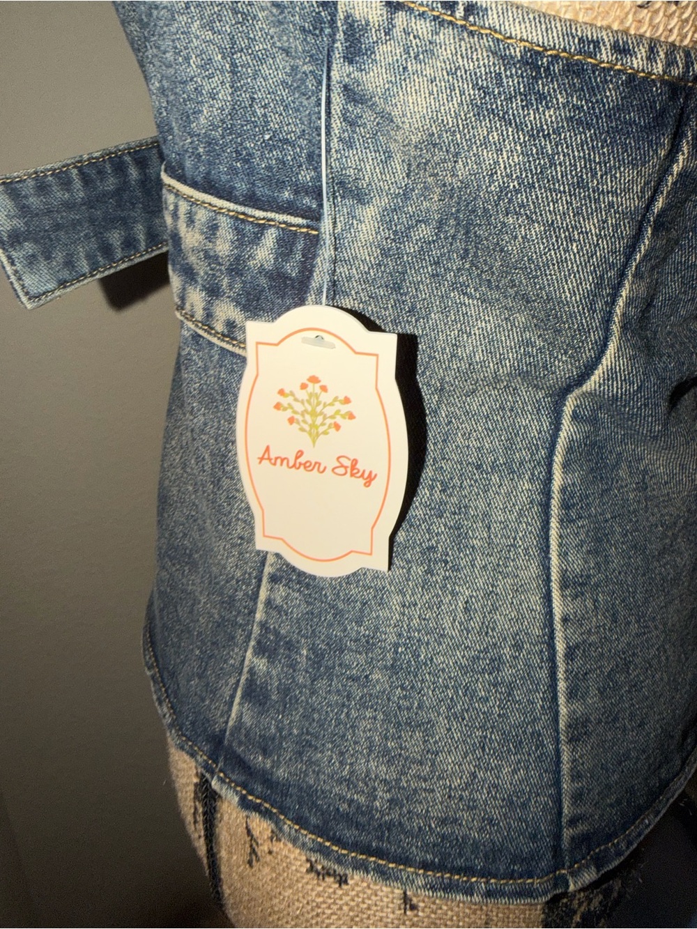 Denim Halter Belted Top - Blue - Picture 4 of 4